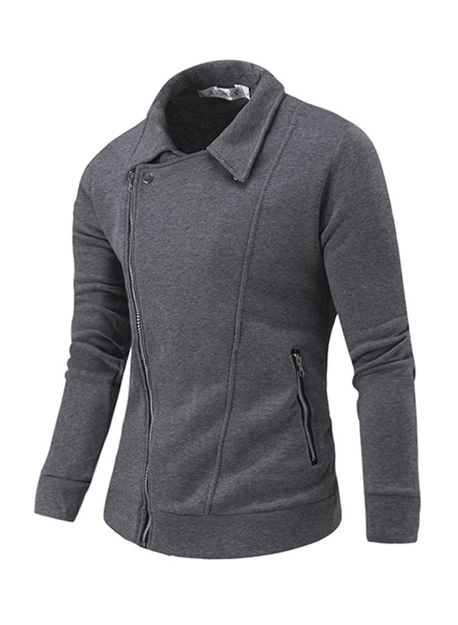 Generic - Zipper Fly Long Sleeve Pullover Grey - Image 1