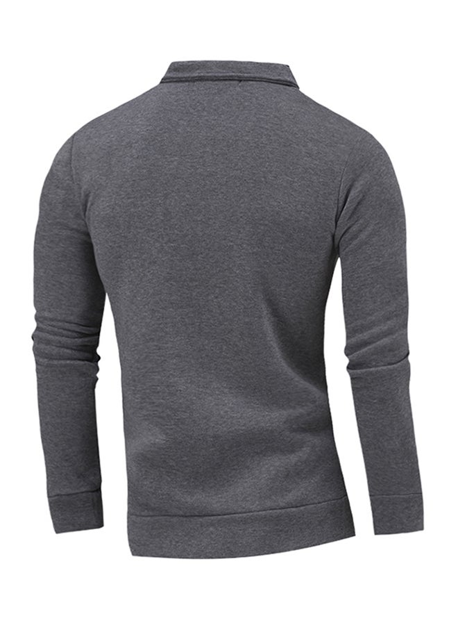 Generic - Zipper Fly Long Sleeve Pullover Grey - Image 1