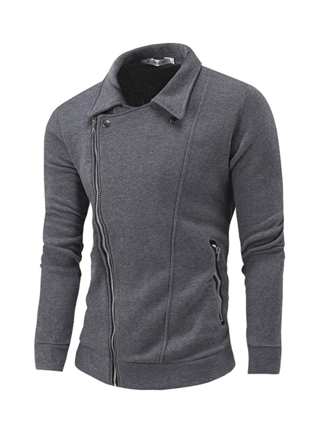 Generic - Zipper Fly Long Sleeve Pullover Grey - Image 1