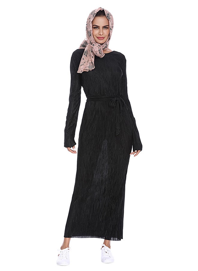 Sharpdo Long Sleeve Moroccan Kaftan Dress Black - Image 1