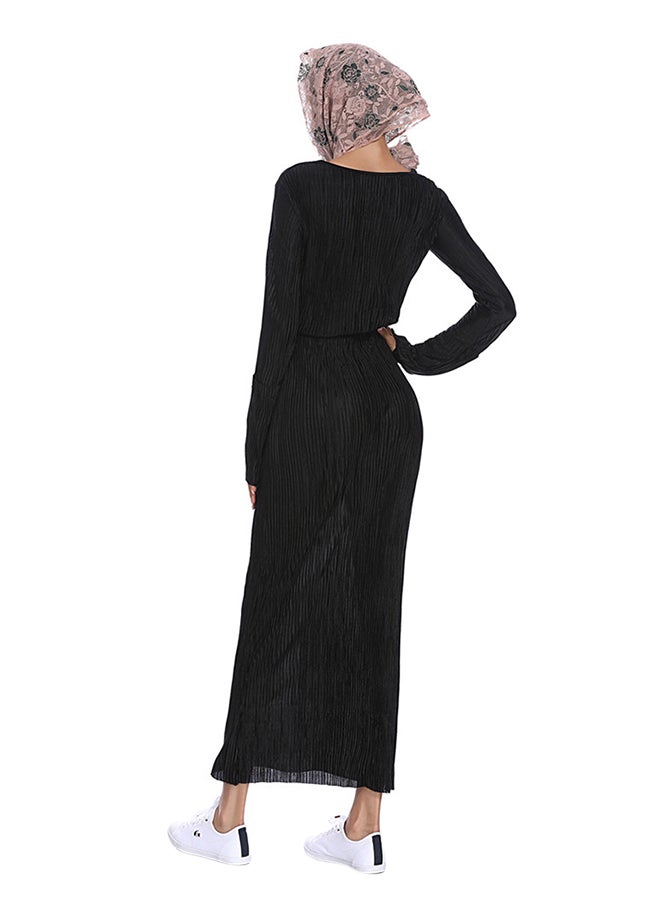 Sharpdo Long Sleeve Moroccan Kaftan Dress Black - Image 2