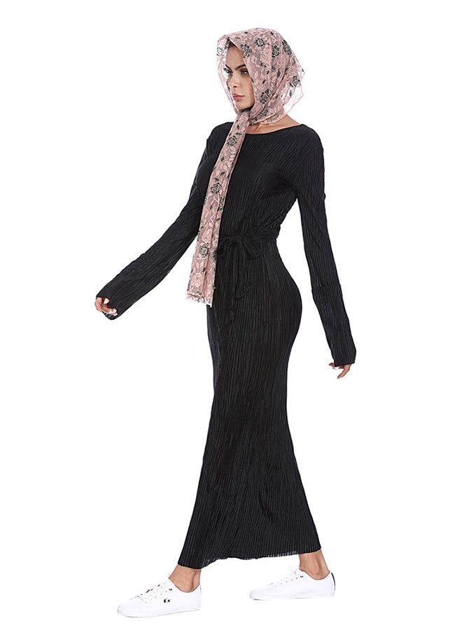 Sharpdo Long Sleeve Moroccan Kaftan Dress Black - Image 3
