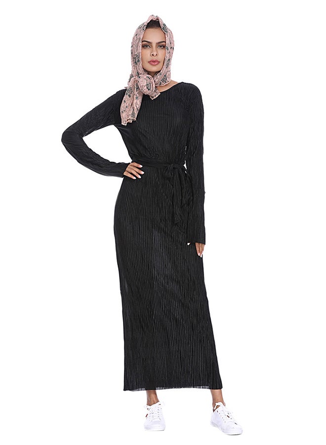 Sharpdo Long Sleeve Moroccan Kaftan Dress Black - Image 4