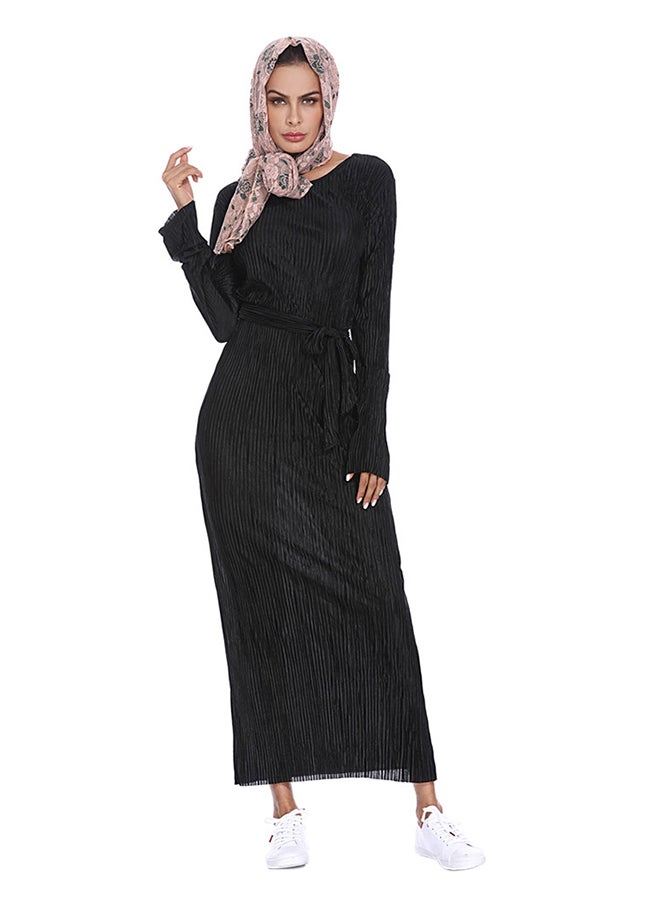 Sharpdo Long Sleeve Moroccan Kaftan Dress Black - Image 5