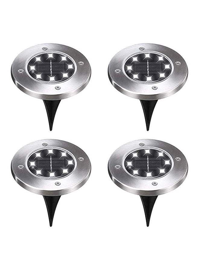 Generic 4-Piece LED Solar Powered Ground Lights White 12x12x13cm  - Image 2
