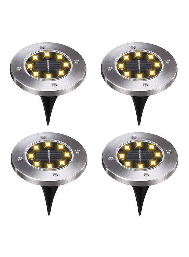 Generic - 4-Piece LED Solar Powered Ground Lights Warm White 12x12x13cm - Image 1