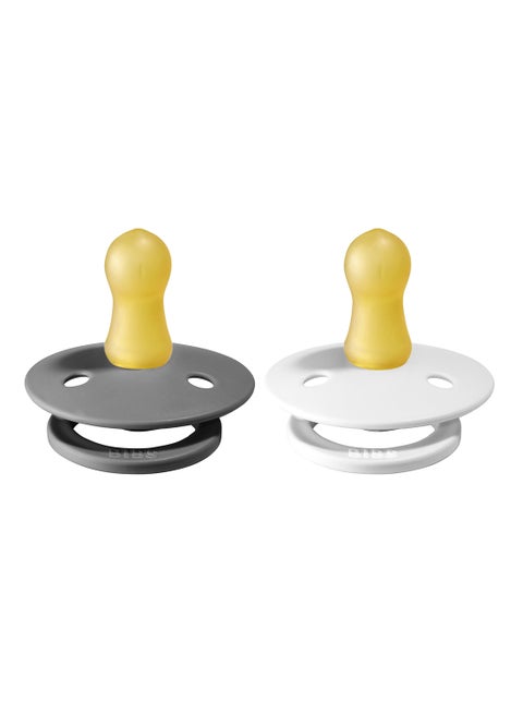 Pacifier Size 1,  Baby 0-6M , 2-Pieces - Smoke/White