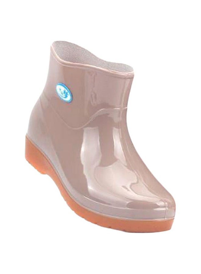PVC Low Rise Ankle Boots Beige/Pink  - Image 1