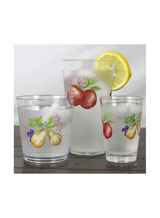 Reston Lloyd - 6-Piece Corelle Coordinates Chutney Pattern Glass Set Clear/Red/Green - Image 1