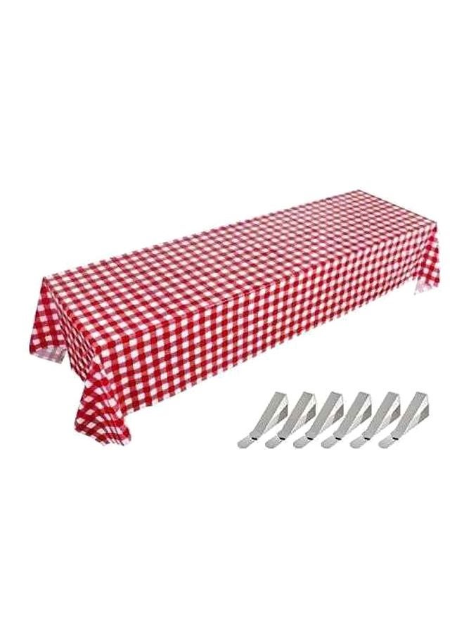 Coghlan's Picnic Tablecloth With 6 Clamps Red/White/Silver - Image 1