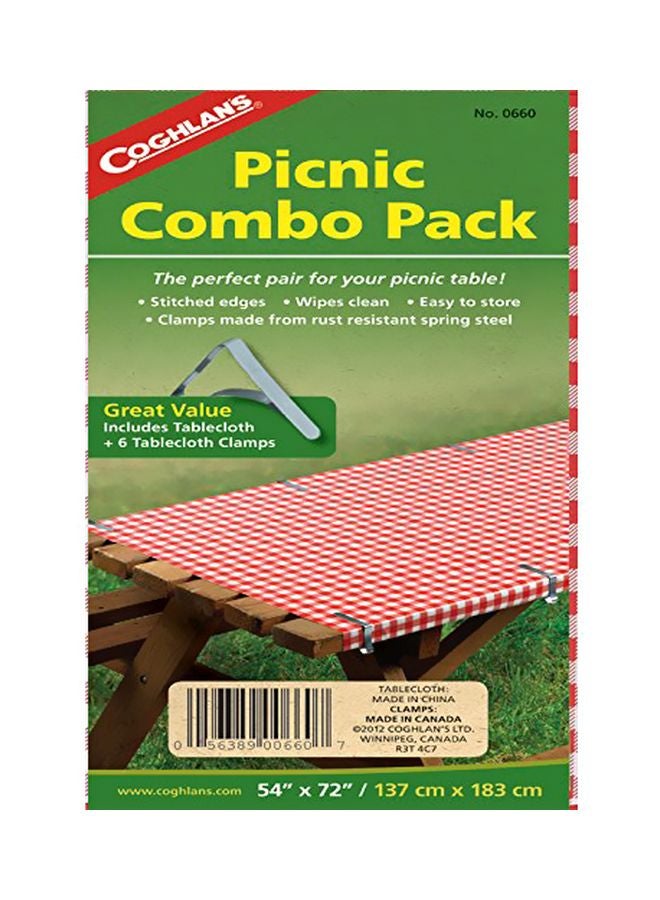 Coghlan's Picnic Tablecloth With 6 Clamps Red/White/Silver - Image 2