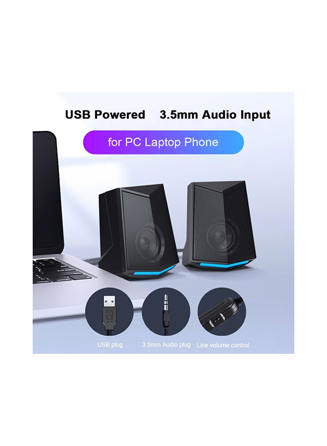 Computer Desktop Audio Speaker Black  - Image 2
