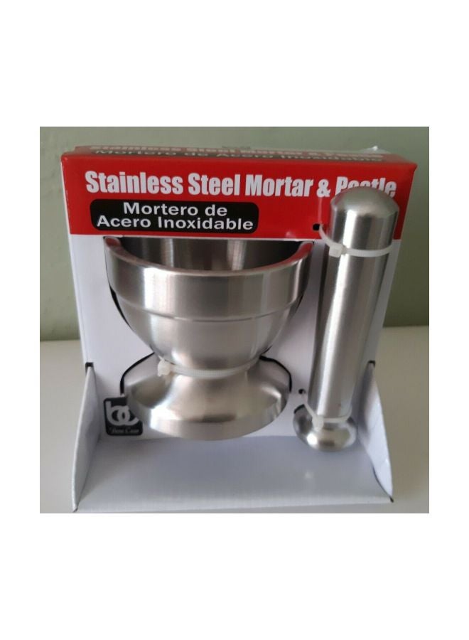 BC Classics Stainless Steel Mortar And Pestle Silver 3.94x3.15inch - Image 2