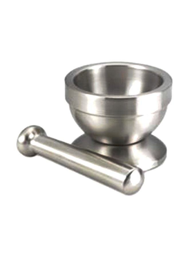BC Classics Stainless Steel Mortar And Pestle Silver 3.94x3.15inch - Image 1