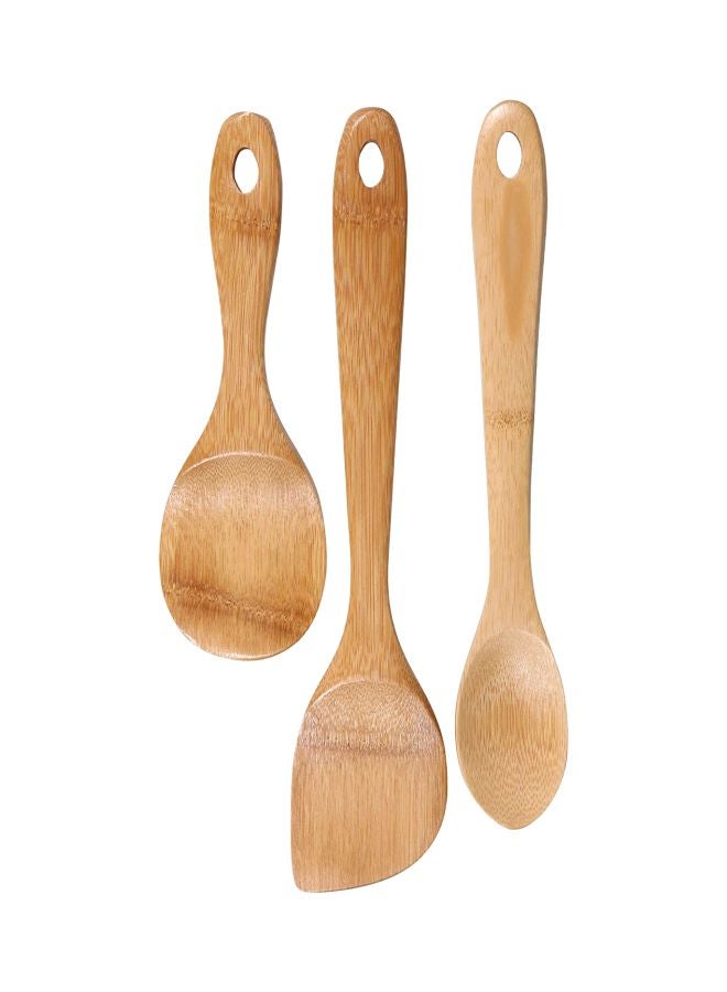 3-Piece Burnished Bamboo Stir Fry Set Beige
