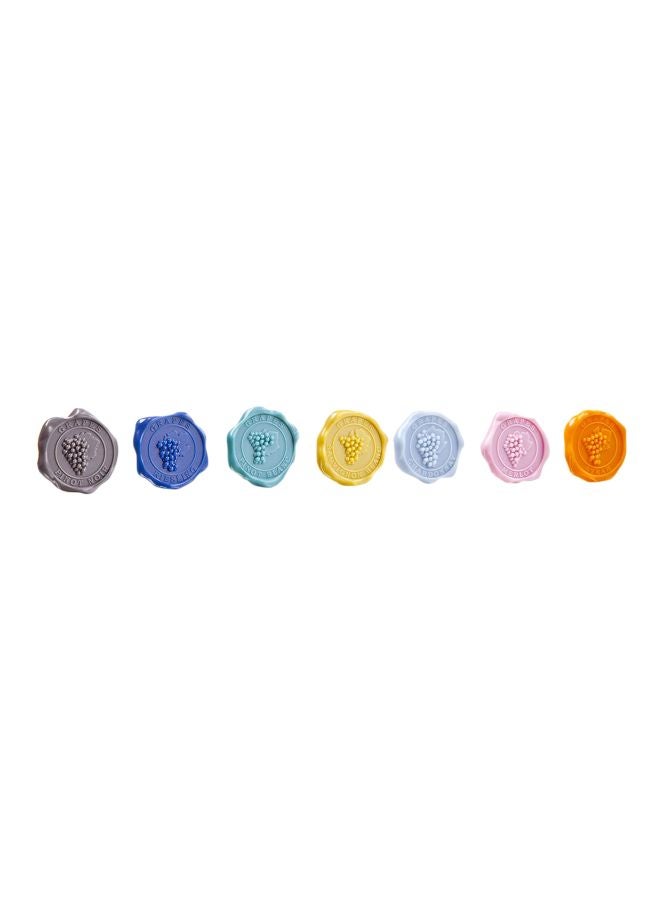 Vacu Vin - 8-Piece Classic Grape Glass Marker Blue/Yellow/Grey - Image 1