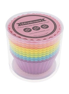 12-Piece Silicone Cupcake Moulds Multicolour 3.8x2.6x1.7inch - v1579246803/N33862386A_4