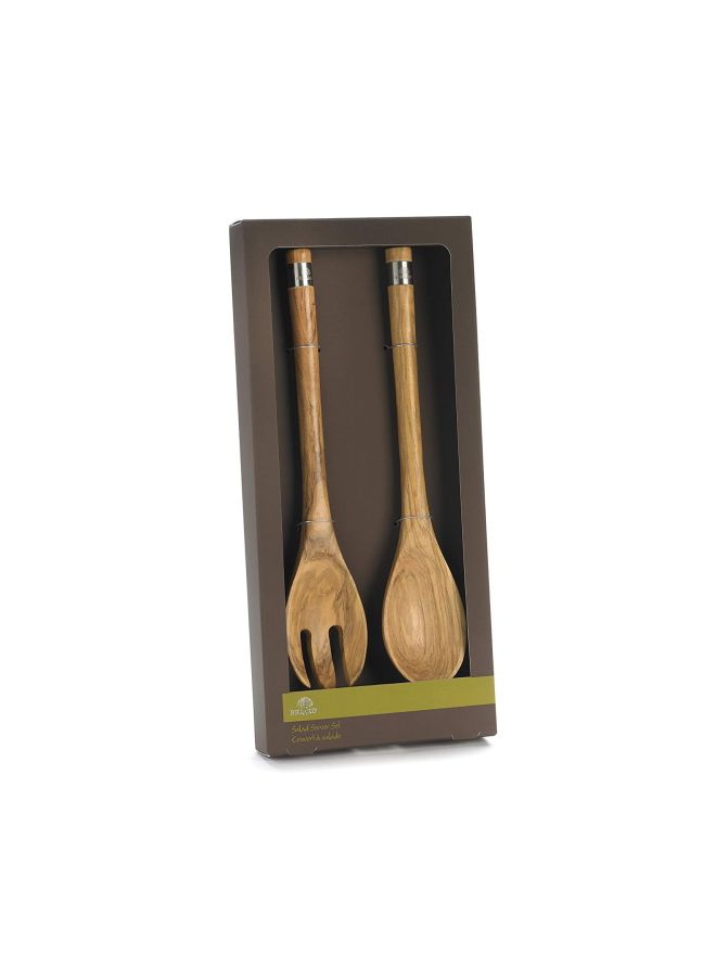 بيرارد طقم أطباق تقديم السلطة مكون من قطعتين بني 12x3x12بوصة - Image 2