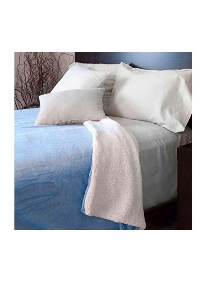 لافيش هوم بطانية من البوليستر والصوف بوليستر أزرق/ أبيض 108x90بوصة - Image 2