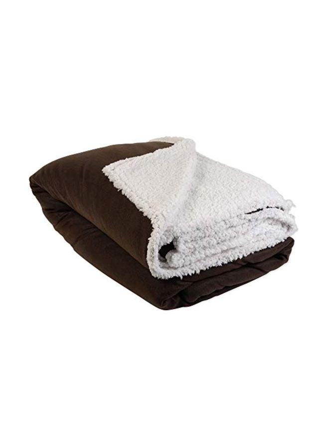 Polar Sherpa Fleece Throw Blanket polyester Brown/White 90x90inch - v1579249382/N33856029A_1