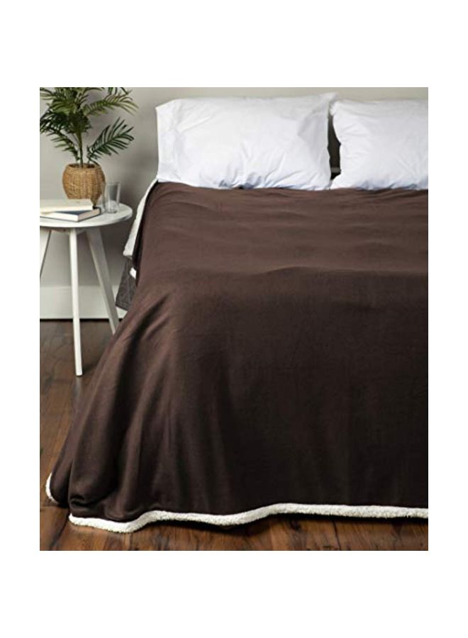 Polar Sherpa Fleece Throw Blanket polyester Brown/White 90x90inch - v1579249388/N33856029A_3