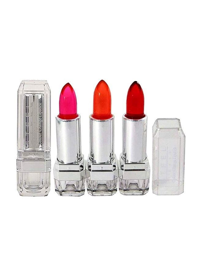STEEL PARIS Pack Of 3 Colour Changing Gel Lipstick Red/Pink/Orange  - Image 1