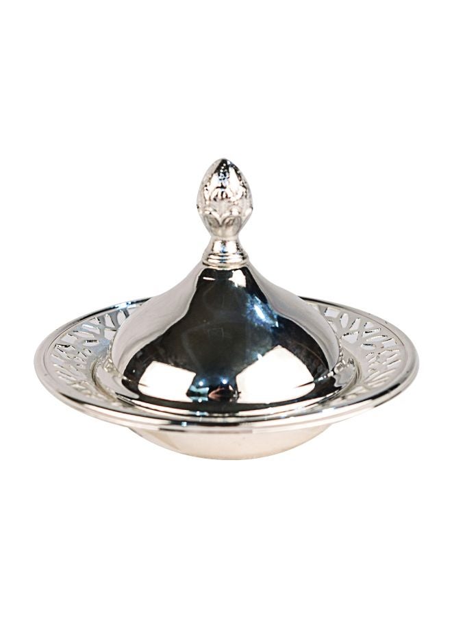 Bin-Shihoun-Abomar - Round Lattice Date Bowl With Lid Silver 7x11centimeter - Image 1