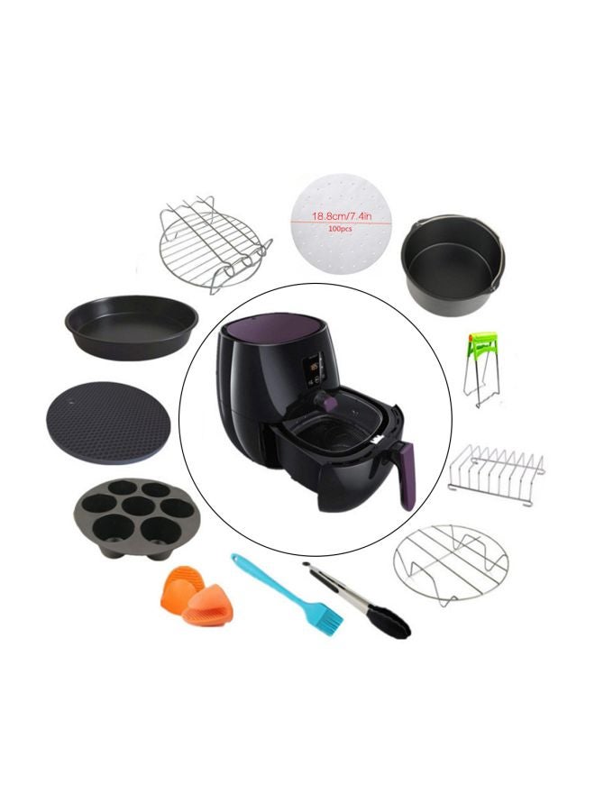 Generic - 12-Piece Air Fryer Accessories Set Black/Silver 19x18.00x19.00centimeter - Image 1
