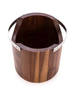 ALBERTO Wooden Ice Bucket With Steel Handles Brown 18X18cm  - Image 2