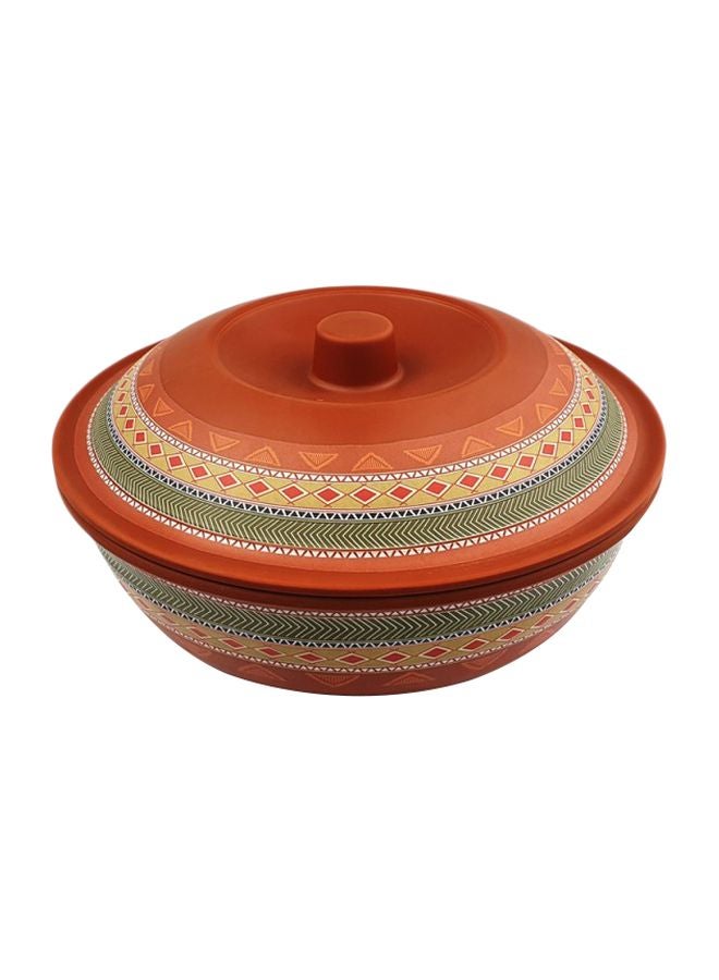 Servewell - Tribal Art Printed Serving Bowl With Lid Orange/Green/White 20.5centimeter - Image 1