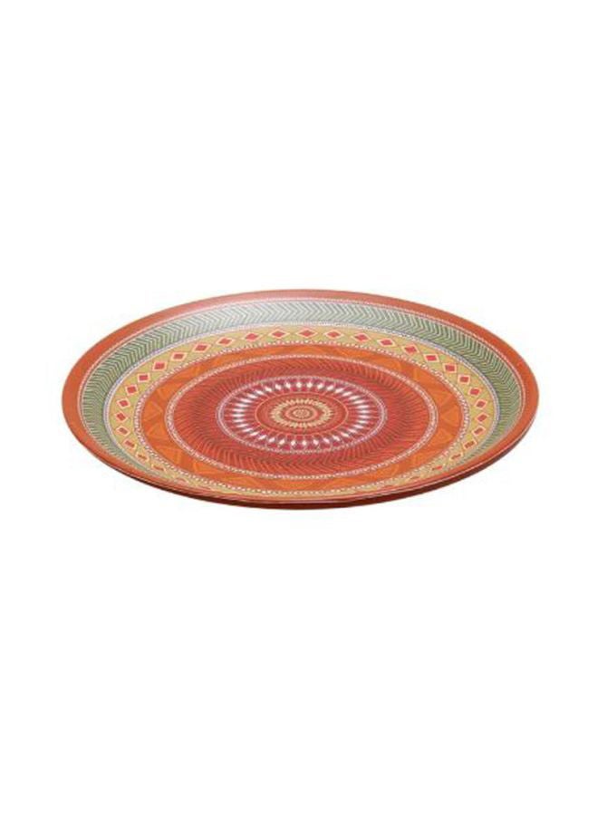 Servewell - Tribal Art Printed Round Dinner Plate Orange/Green/White 19centimeter - Image 1