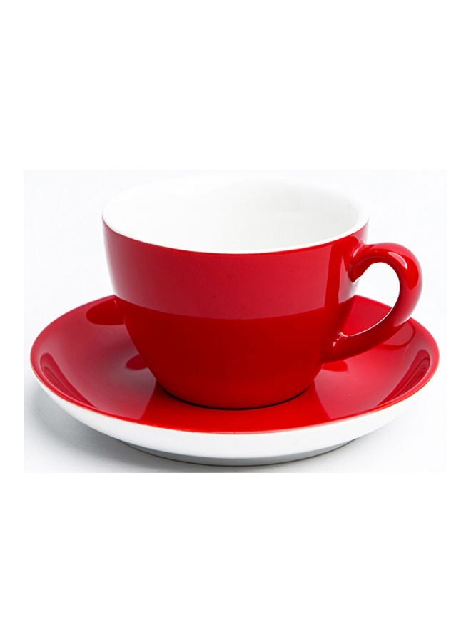 Shuer Ceramic Coffee Cup And Saucer Set Red/White 14.2x14.2x1.8cm - Image 3