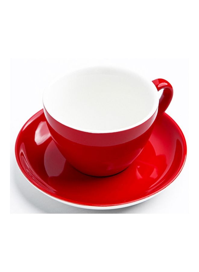 Shuer Ceramic Coffee Cup And Saucer Set Red/White 14.2x14.2x1.8cm - Image 2