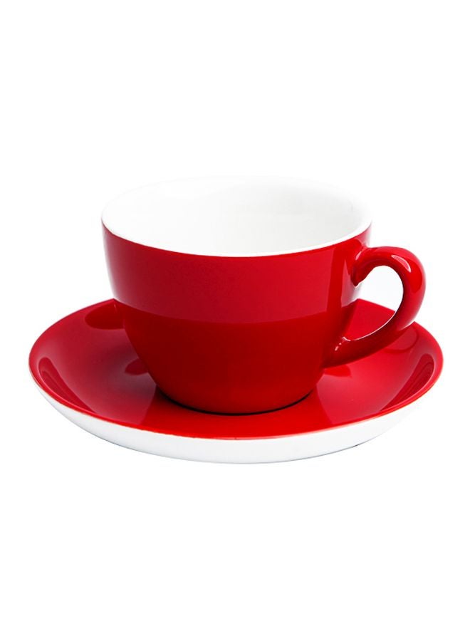 Shuer Ceramic Coffee Cup And Saucer Set Red/White 16.2x16.2x2.5cm - Image 1