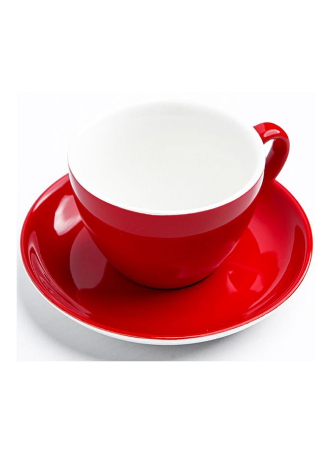 Shuer Ceramic Coffee Cup And Saucer Set Red/White 16.2x16.2x2.5cm - Image 2