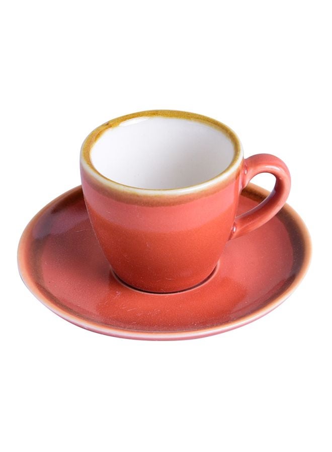شور طقم من كوب وصحن من السيراميك برتقالي - Image 2