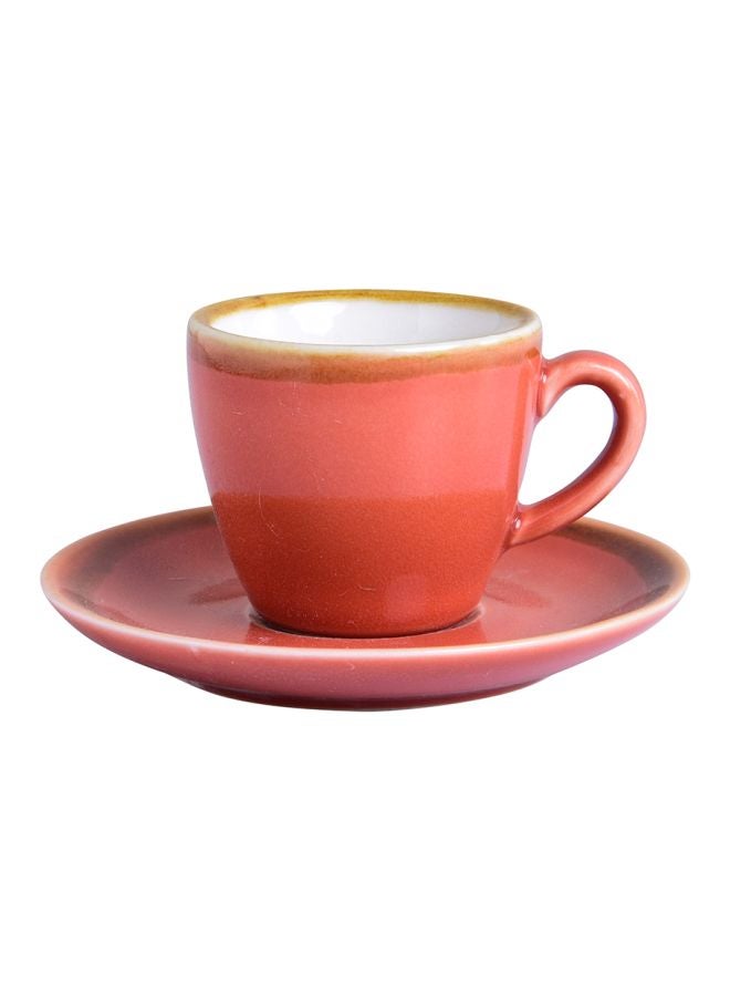شور طقم من كوب وصحن من السيراميك برتقالي - Image 1