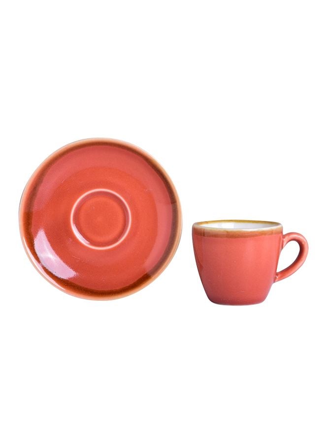 شور طقم من كوب وصحن من السيراميك برتقالي - Image 3