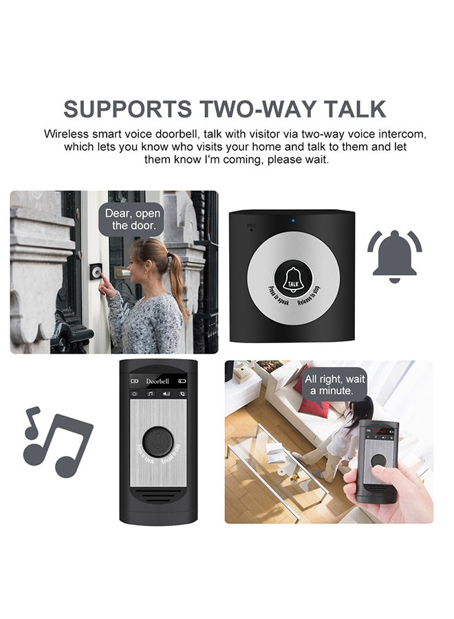 Generic - 2-Way Wireless Voice Intercom Doorbell Black/Grey - Image 1