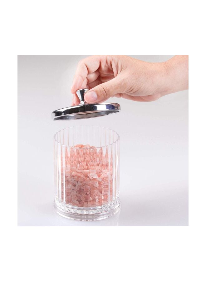 IDesign - Bathroom Vanity Canister Clear/Silver 3.5x3.5x5.5inch - Image 1