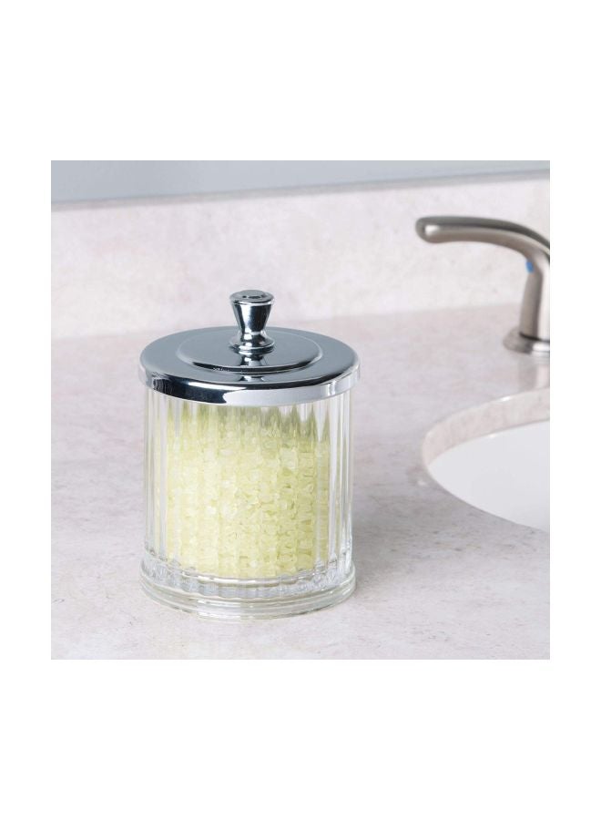 IDesign - Bathroom Vanity Canister Clear/Silver 3.5x3.5x5.5inch - Image 1