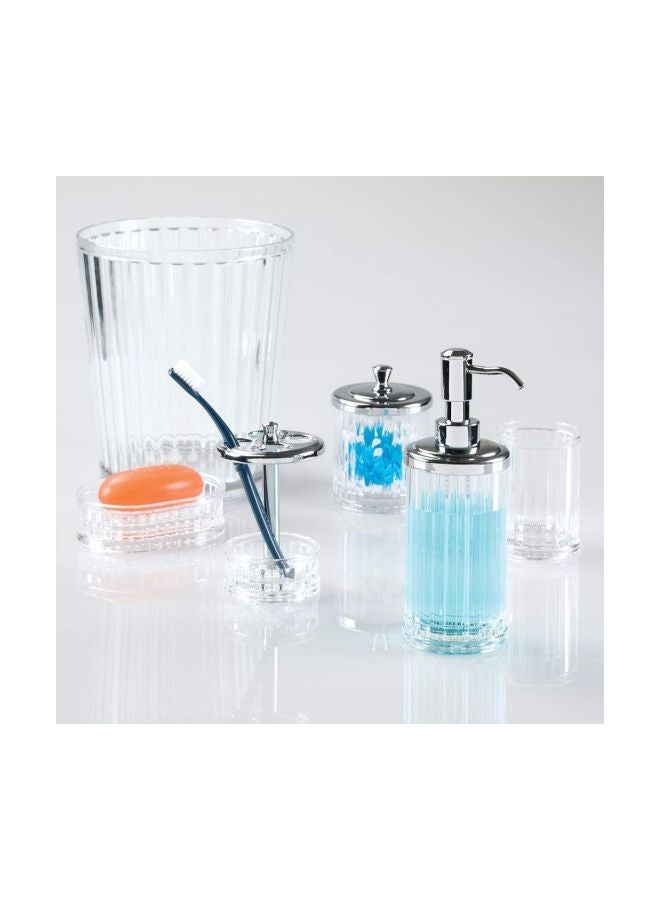 IDesign - Bathroom Vanity Canister Clear/Silver 3.5x3.5x5.5inch - Image 1