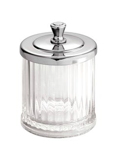 Bathroom Vanity Canister Clear/Silver 3.5x3.5x5.5inch