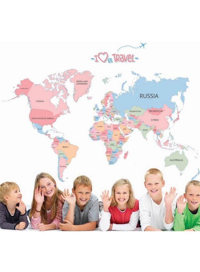 ملصق جداري بتصميم خريطة العالم متعدد الألوان 60 x 90سم - Image 2