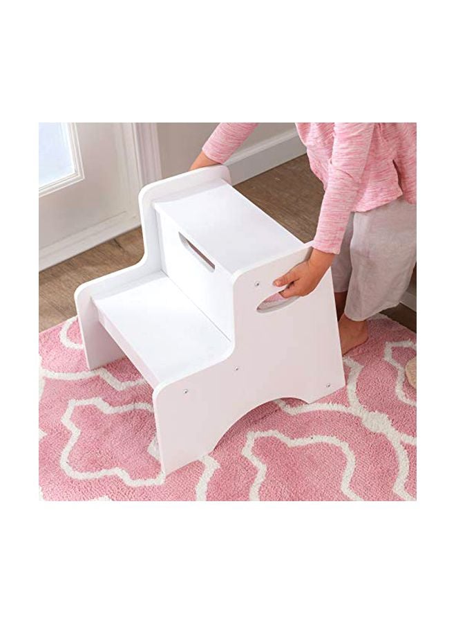 KidKraft Wooden Two Step Stool With Handle White  - Image 3