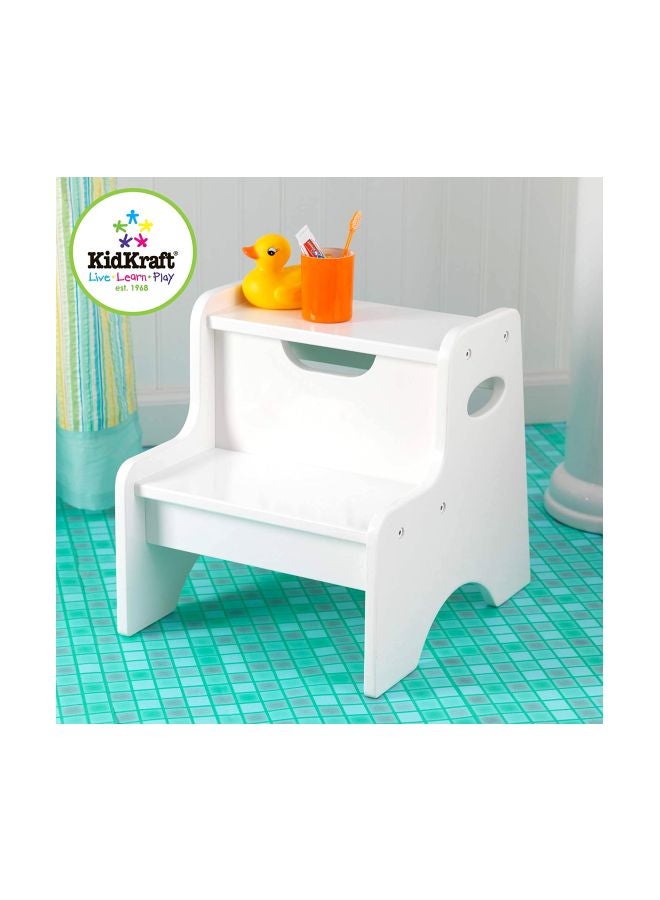 KidKraft Wooden Two Step Stool With Handle White  - Image 2