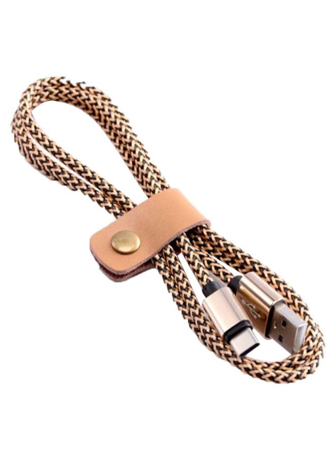 كابل شحن ومزامنة بيانات من USB ذكر إلى Micro USB بيج/ذهبي/أسود - Image 1