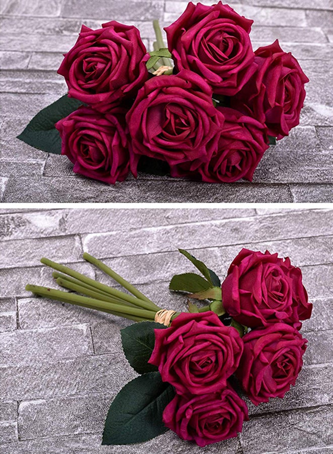 6 Heads Real Touch Artificial Flowers Rose 23X6centimeter