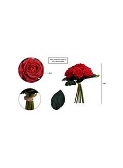 Yatai 6 Heads Real Touch Artificial Rose Flowers Floral Non Toxic Red 23X6cm  - Image 2