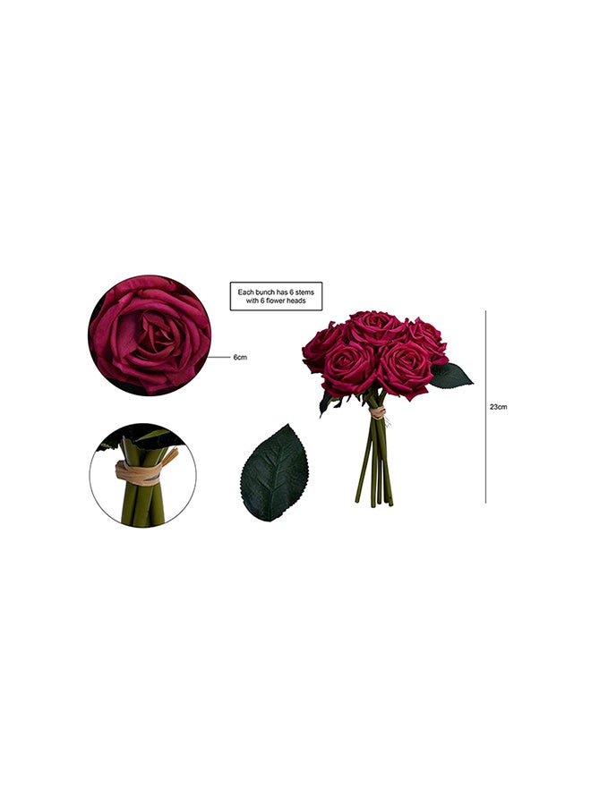 6 Heads Real Touch Artificial Flowers Rose 23X6centimeter